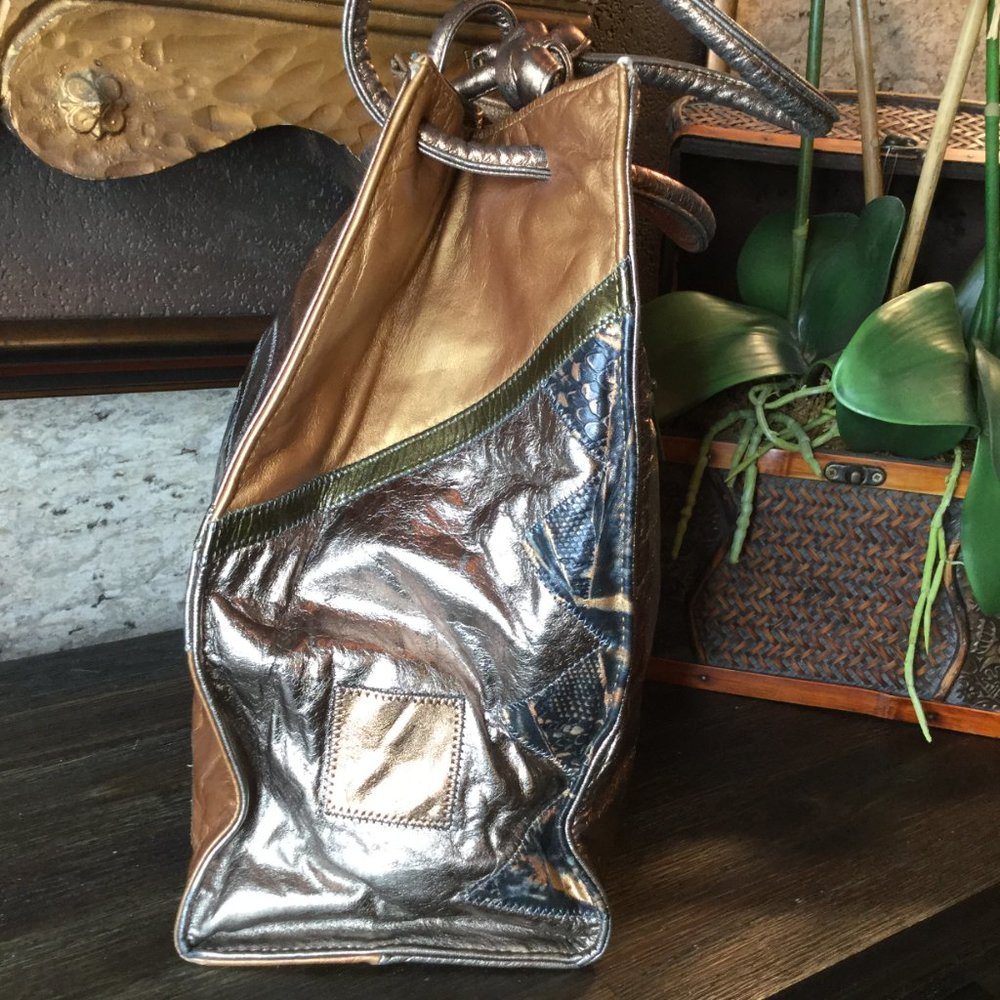 Vintage Metallic Multi Cooper Patchwork Handbangs - image 3